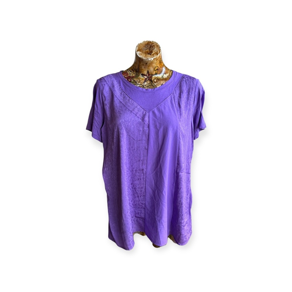LOGO Lori Goldstein top purple short sleeve XL